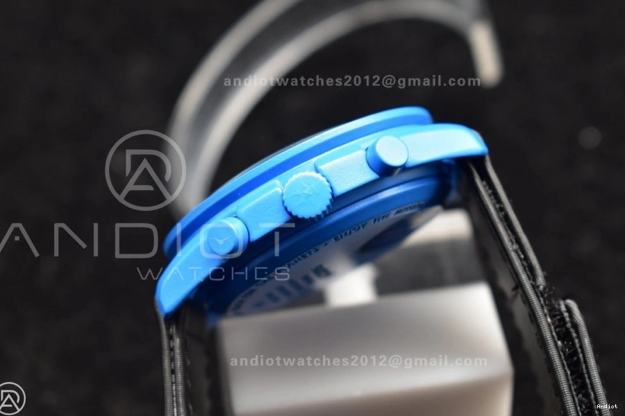 Swatch Neptune Omega on Quartz Moonwatch to Strap x Mission Nylon Bioceramic 0126